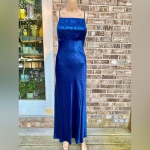 Vintage 90s Blue Mallgoth Corset Back Prom Dress